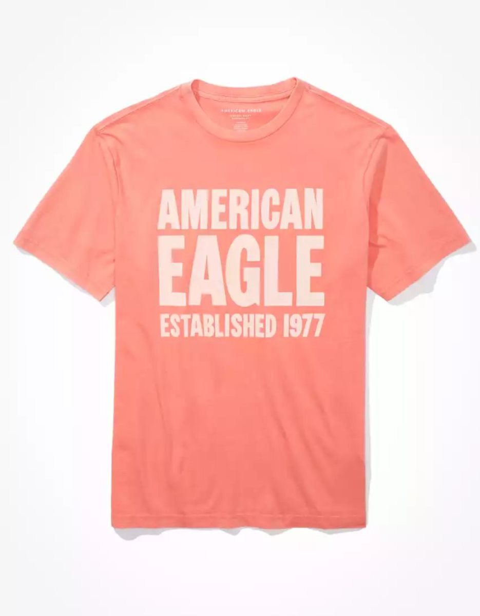 T Shirt Graphique American Eagle AE Super Soft Corail Homme | FZT-79041887